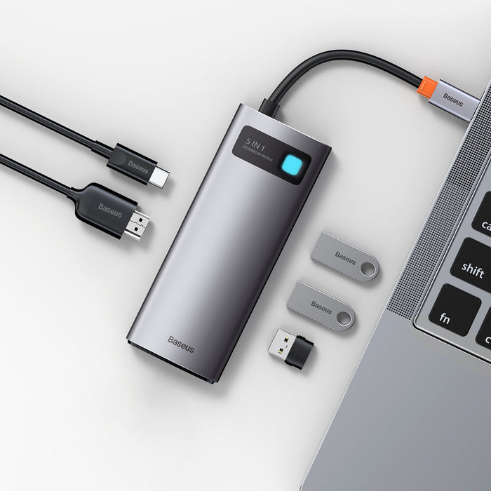 3-in-1 USB hub with cables on a white surface