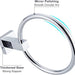 Chrome towel ring with text highlighting mirror polishing and thickened base