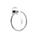 A wall-mounted chrome ring towel bar with dimension annotations showing a height of 15.5cm and a width of 4.