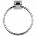 A polished chrome towel ring with a square wall mount, shown against a solid white background.