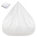 White bean bag chair with a smaller white pillow on a white background