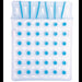 White and blue inflatable pool raft with handles on a white background