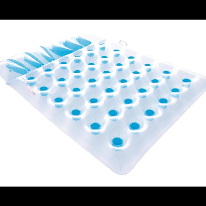 Pool float with blue silicone balls on a white background