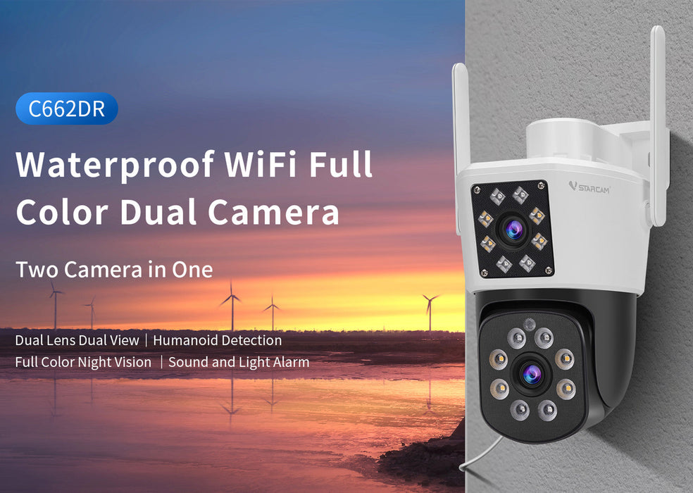 Vstarcam C662DR Security Camera Full Color Night Vision Dual Lens