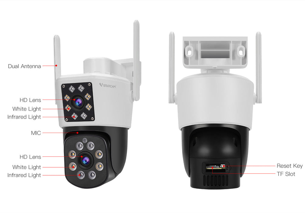 Vstarcam C662DR Security Camera Full Color Night Vision Dual Lens