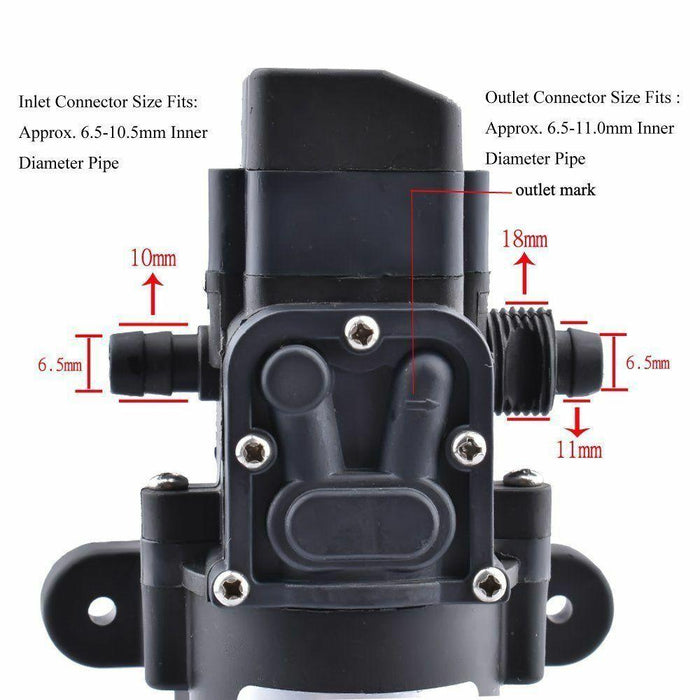 60W 12V 80PSI Water Pump High Pressure 5L/Min Self-Priming Caravan Camping Boat