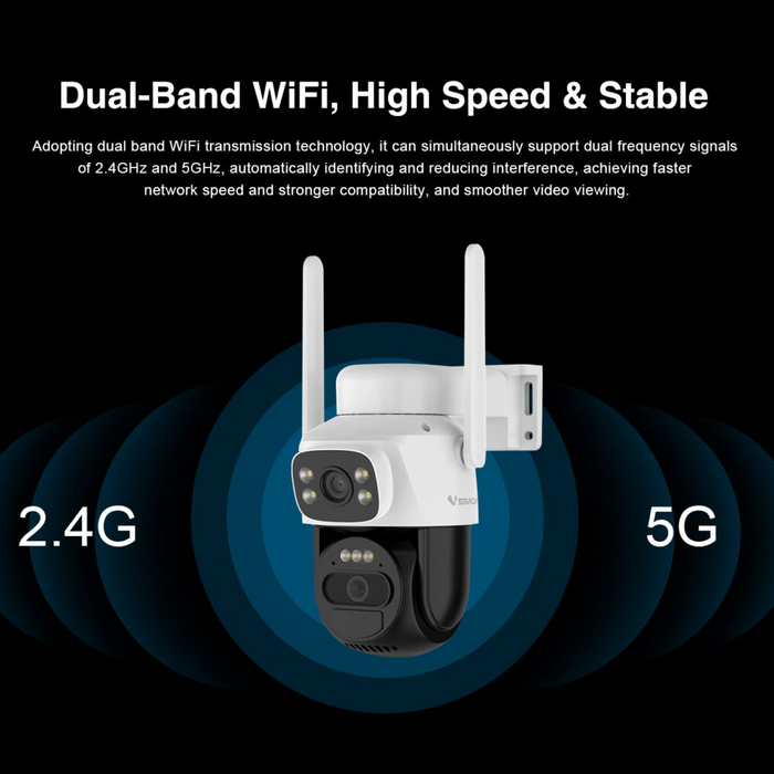 Dual Band WiFi Solar Security Camera with Dual Lens