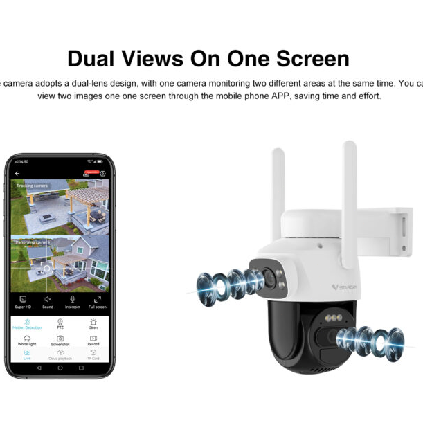 Dual Band WiFi Solar Security Camera with Dual Lens