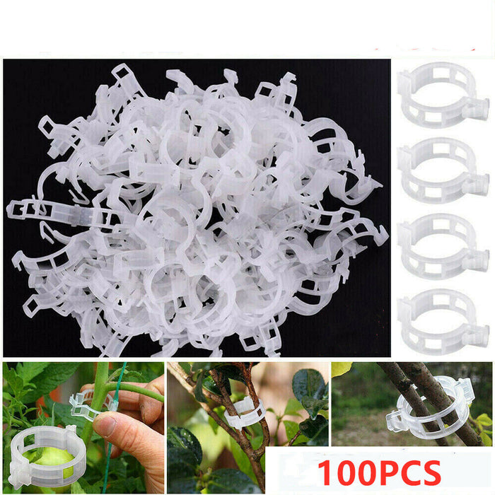 100PCS Greenhouse Garden Plant Tomato Support Veggie Clips Trellis Twine