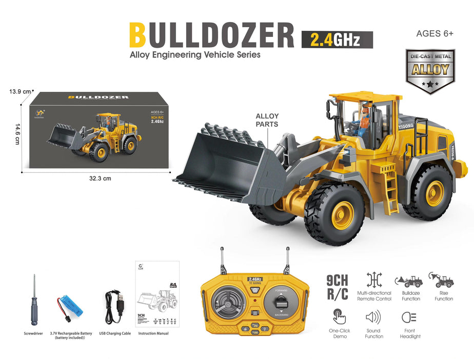 9 Channel Remote Control Construction Bulldozer Toy
