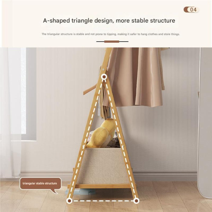 Foldable Bamboo Garment Rack with Storage Bag