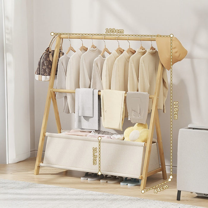 Foldable Bamboo Garment Rack with Storage Bag