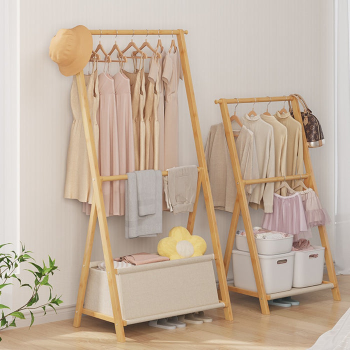 Foldable Bamboo Garment Rack with Storage Bag