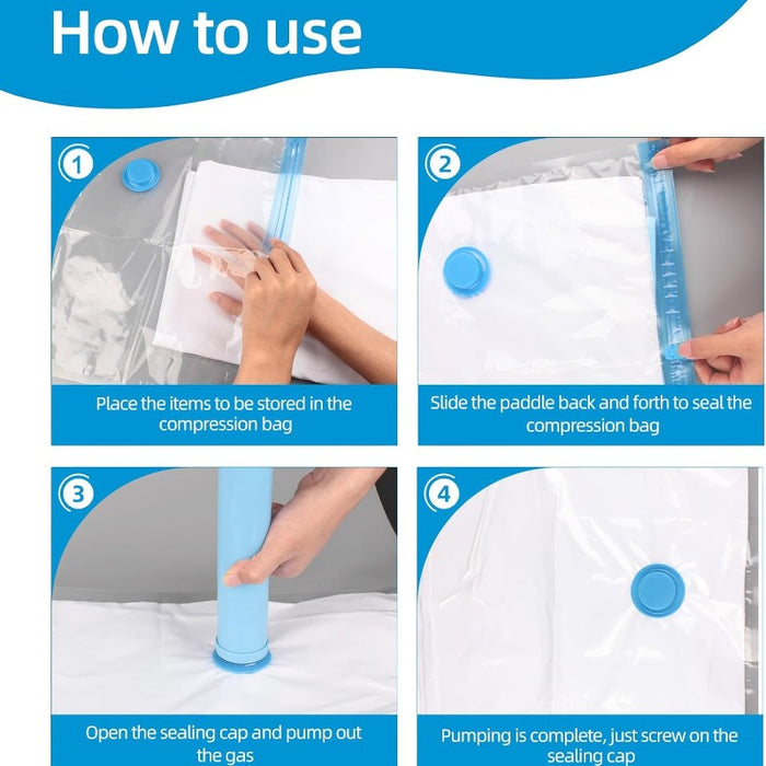 12 Combo Vacuum StorageBags with 1 Hand Pump