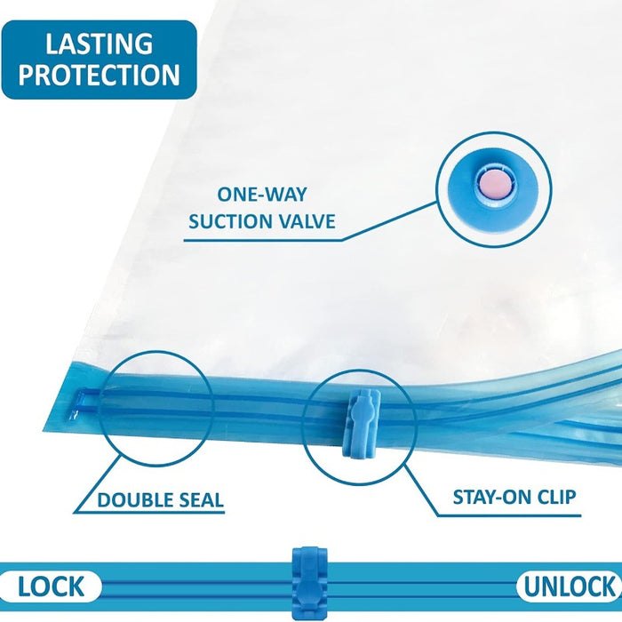 12 Combo Vacuum StorageBags with 1 Hand Pump