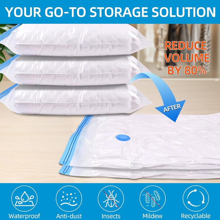 12 Combo Vacuum StorageBags with 1 Hand Pump