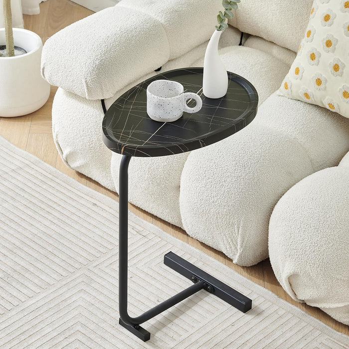 Small Side Table C-Shaped End Table for Sofa and Bed