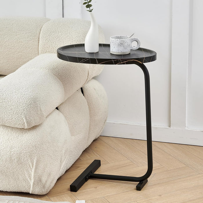 Small Side Table C-Shaped End Table for Sofa and Bed