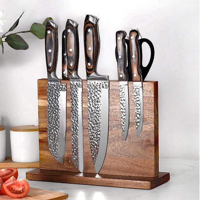 Double Sided Wooden Magnetic Knife Block Holder