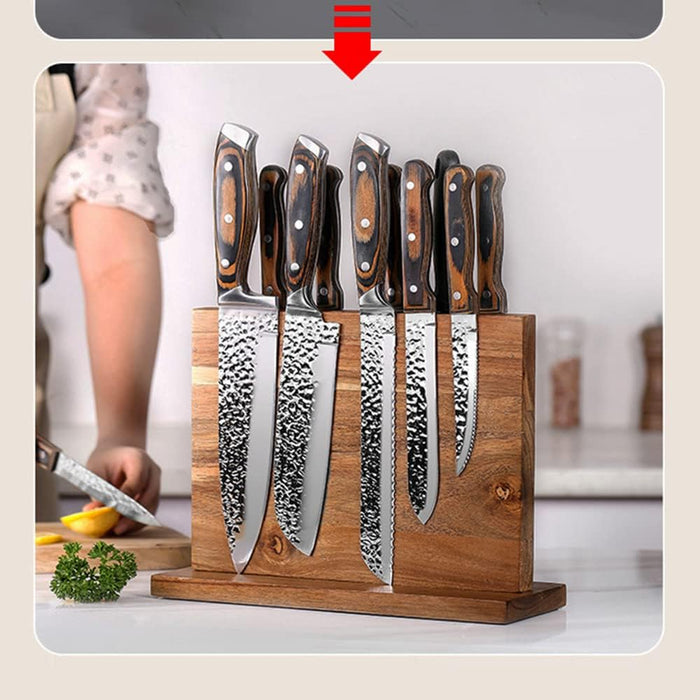 Double Sided Wooden Magnetic Knife Block Holder