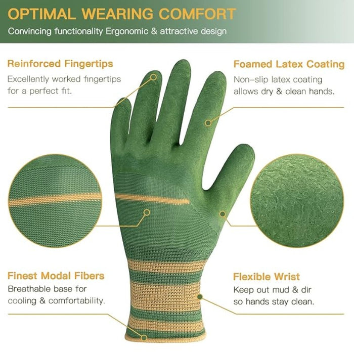 12 Pairs Rubber Coated Work Gloves