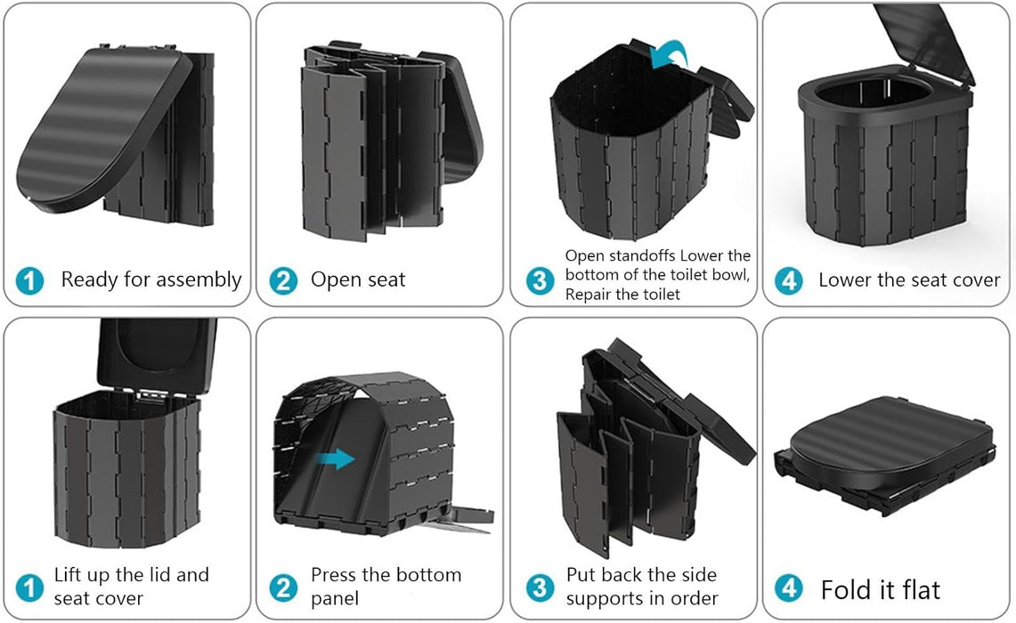 Portable Camping Toilet with Lid -41cm