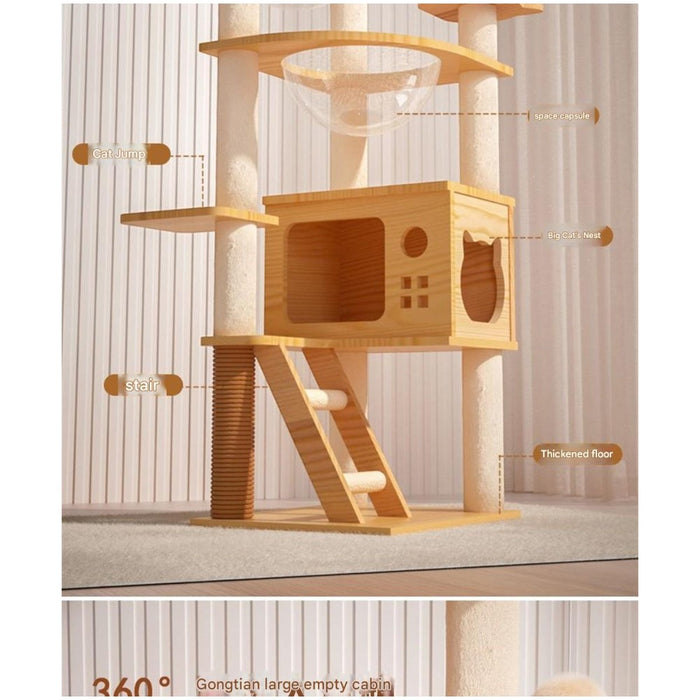 Cat Tree Tower with Space Capsule 130cm