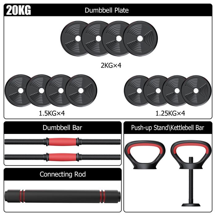 4 in 1 Adjustable Dumbbell Barbell Kettlebell Set