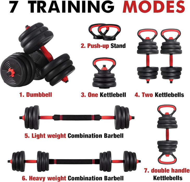 4 in 1 Adjustable Dumbbell Barbell Kettlebell Set