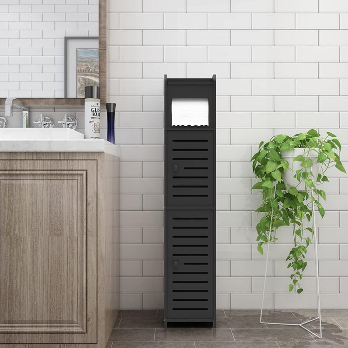 Bathroom Storage Cabinet Toilet Storage Cabinet for Small Spaces - Black