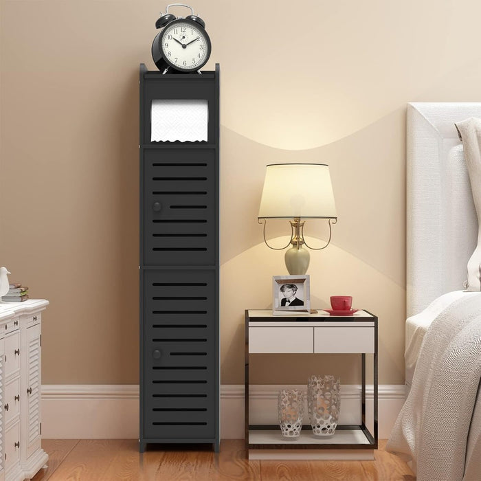 Bathroom Storage Cabinet Toilet Storage Cabinet for Small Spaces - Black