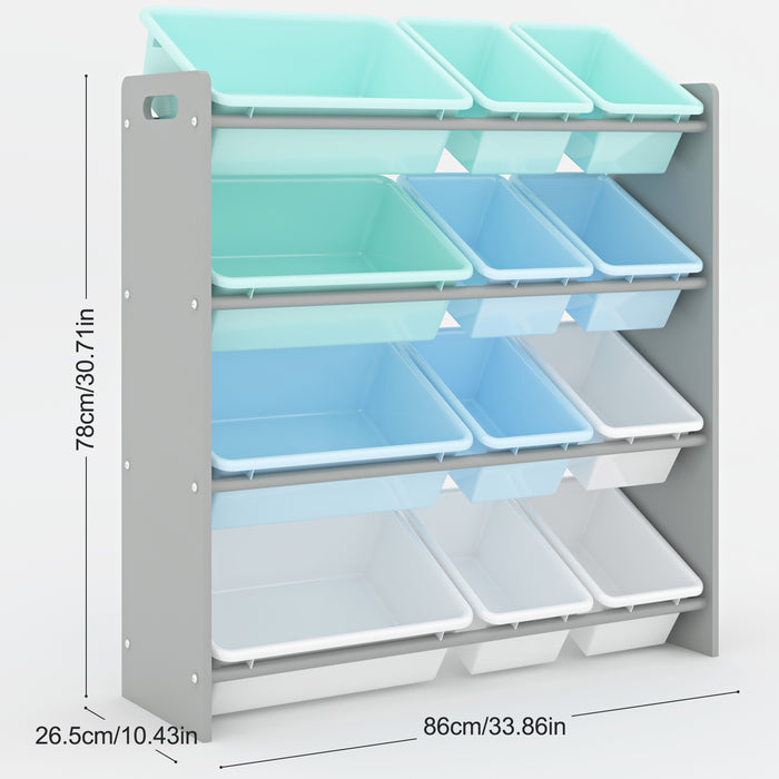 Kids toy Storage organizer with 12 plastic bins