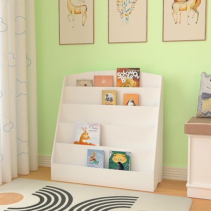 5-Tier Kids Bookcase Book Shelf - White