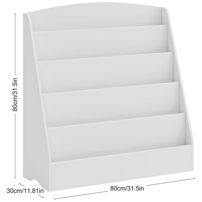 5-Tier Kids Bookcase Book Shelf - White