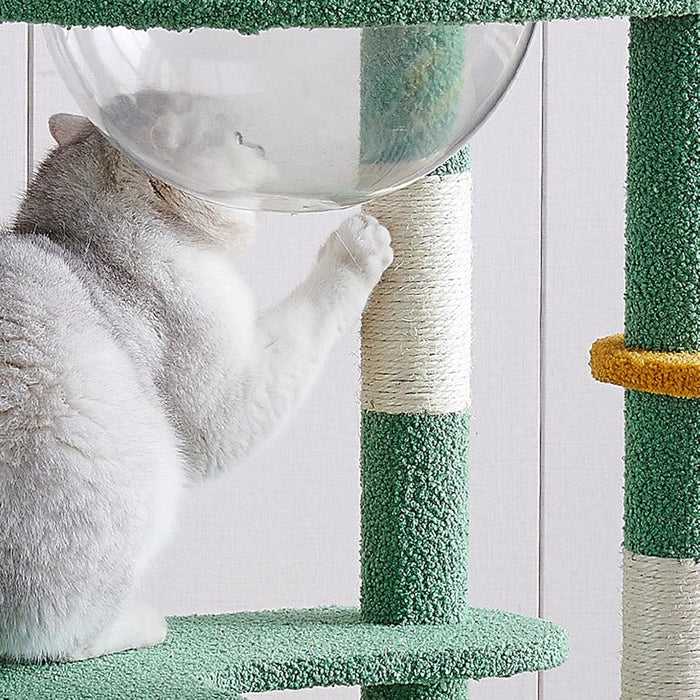 Cactus Cat Tree Tower with Space Capsule & Plush Perches- 135cm