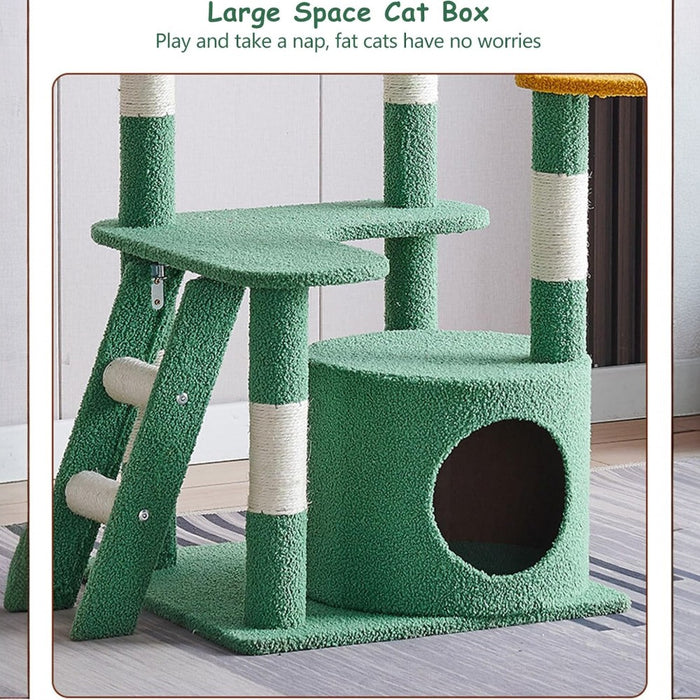 Cactus Cat Tree Tower with Space Capsule & Plush Perches- 135cm