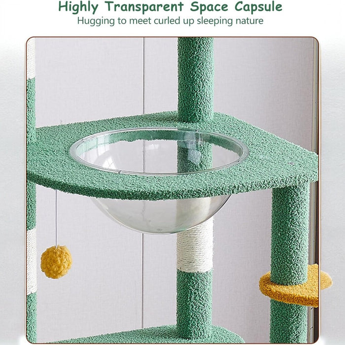 Cactus Cat Tree Tower with Space Capsule & Plush Perches- 135cm