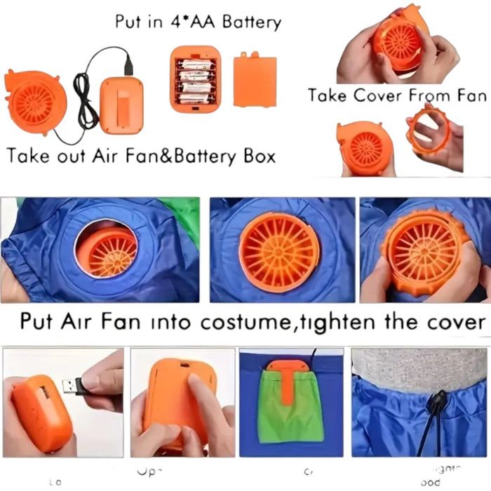 Inflatable Muscle T-Rex Costume – Brown Dinosaur Suit with Fan and Battery Box