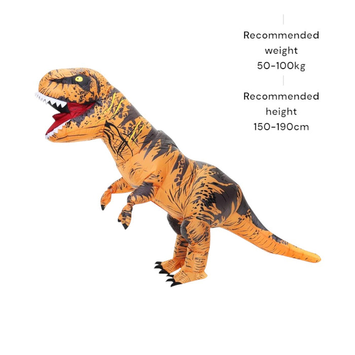 Inflatable Muscle T-Rex Costume – Brown Dinosaur Suit with Fan and Battery Box