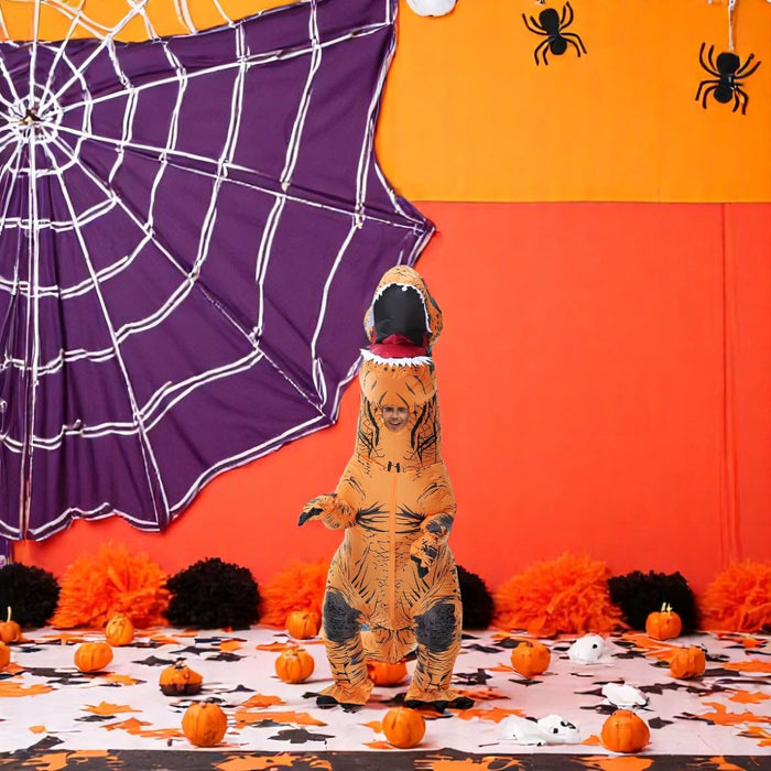 Inflatable Muscle T-Rex Costume – Brown Dinosaur Suit with Fan and Battery Box