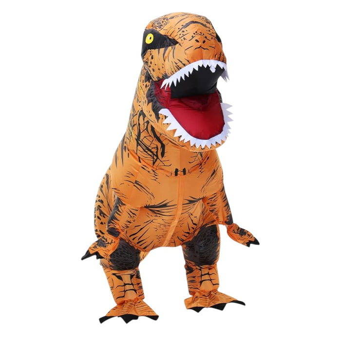 Inflatable Muscle T-Rex Costume – Brown Dinosaur Suit with Fan and Battery Box