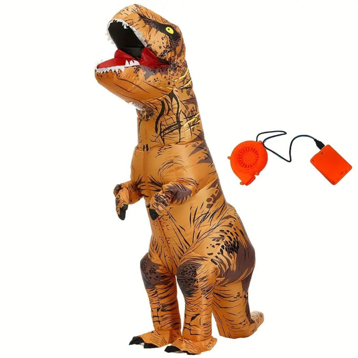 Inflatable Muscle T-Rex Costume – Brown Dinosaur Suit with Fan and Battery Box