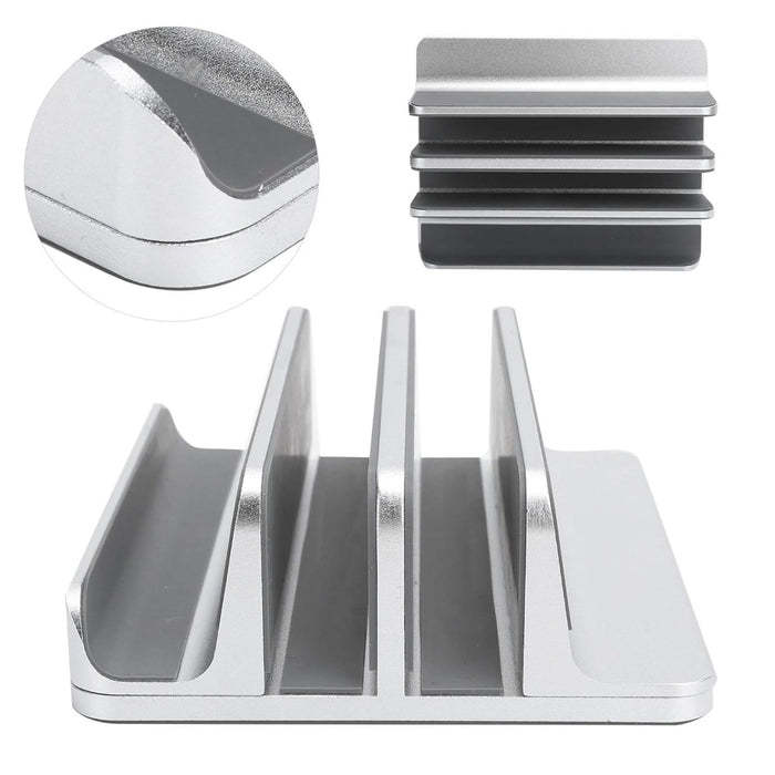 Adjustable Vertical Laptop Stand Dual Slot Aluminum Holder