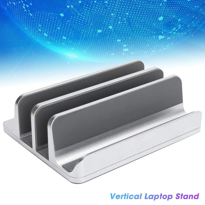 Adjustable Vertical Laptop Stand Dual Slot Aluminum Holder