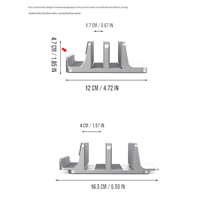 Adjustable Vertical Laptop Stand Dual Slot Aluminum Holder