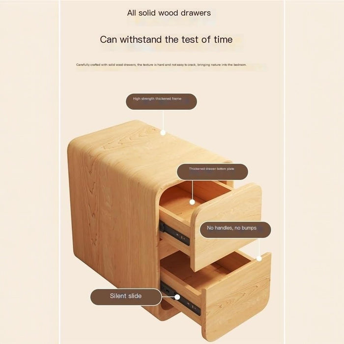 Cream White Bedside Table with Drawers