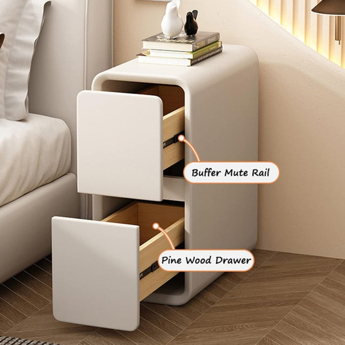 Cream White Bedside Table with Drawers