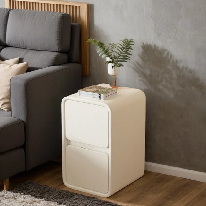 Cream White Bedside Table with Drawers