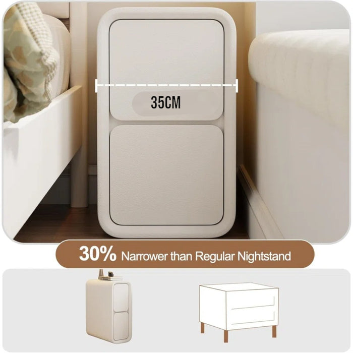Cream White Bedside Table with Drawers