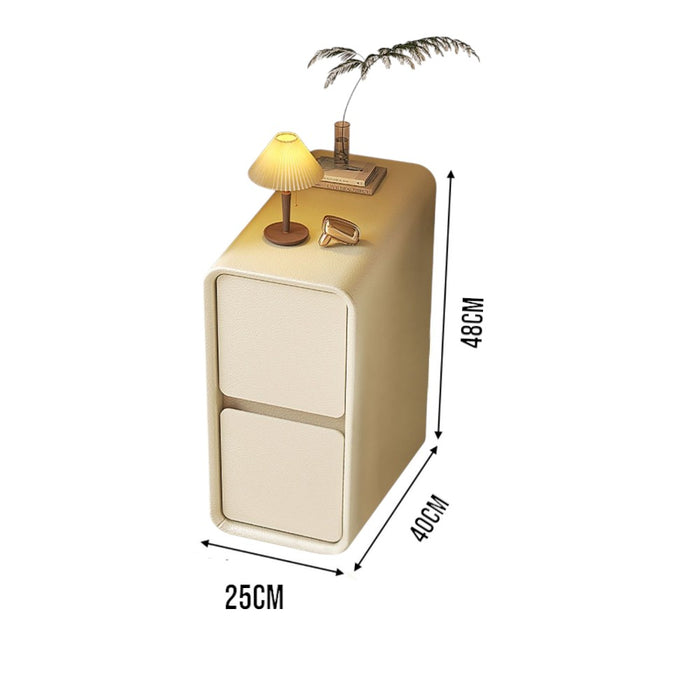 Cream White Bedside Table with Drawers